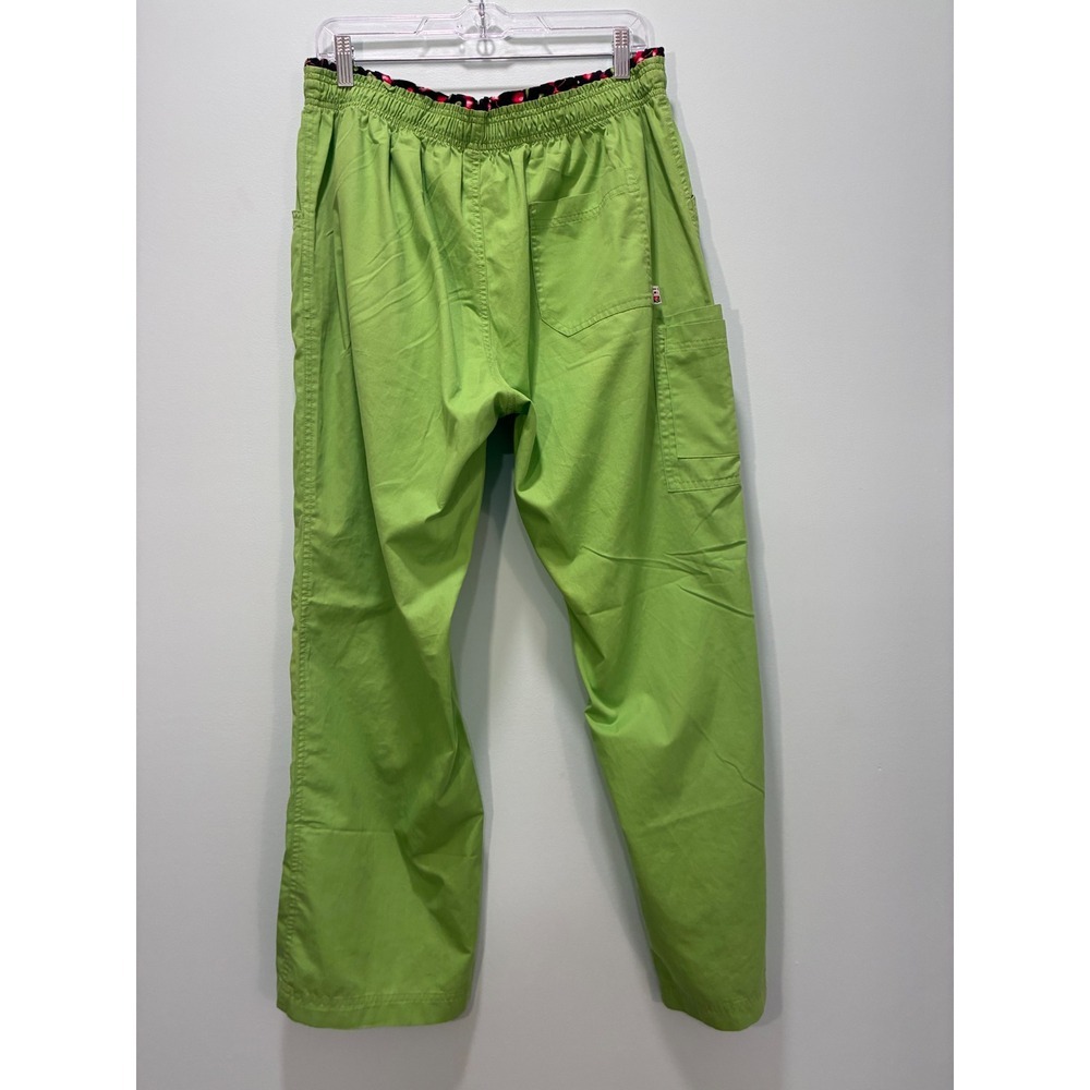 Mary Engelbreit Scrub Pants Green Cherry Print Waistband Cargo Pocket Large - Picture 2 of 6